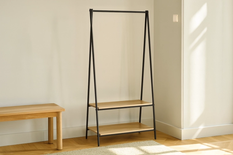 Ελεύθερη κρεμάστρα ρούχων με 2 ράφια 80 × 40 × 160 cm