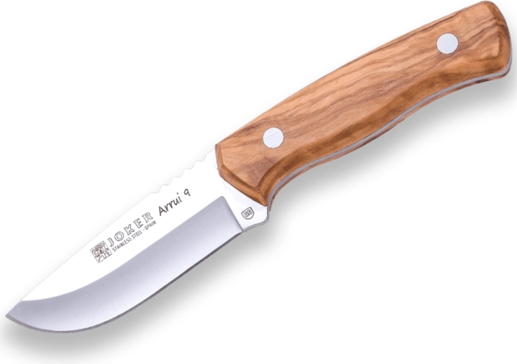Υπαίθριο μαχαίρι Joker Arrui, 9 cm, ξύλο ελιάς, δερμάτινη θήκη