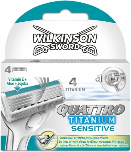 Ανταλλακτικές κεφαλές Wilkinson Quattro Titanium Sensitive 4 τεμ.