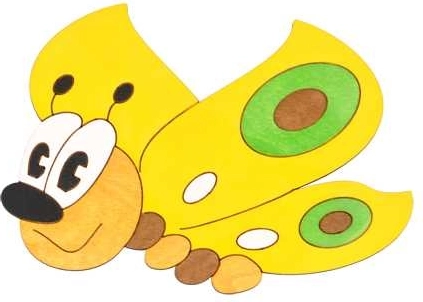 Μεσαία ξύλινη διακόσμηση πεταλούδα κίτρινη