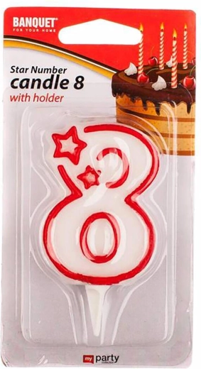 Κερί γενεθλίων αριθμός 8 MY PARTY 7 × 4,5 cm