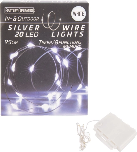 LED φωτεινή γιρλάντα σε σύρμα με χρονοδιακόπτη 20 LED λευκή