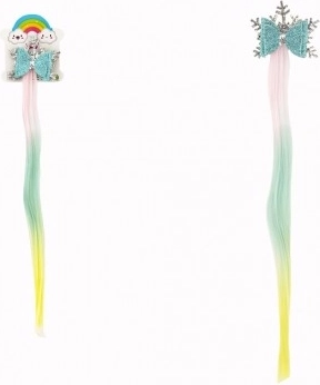 Κλιπ μαλλιών νιφάδα με ουράνιο τόξο προσθετό και φιόγκο