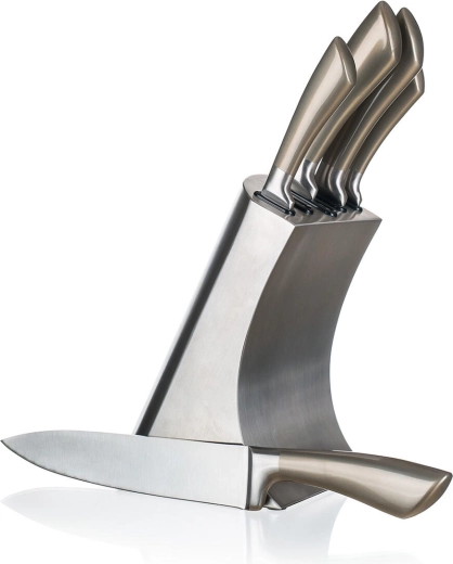 Σετ κουζινικών μαχαιριών METALLIC Platinum από ανοξείδωτο ατσάλι, 5 τεμ. με βάση