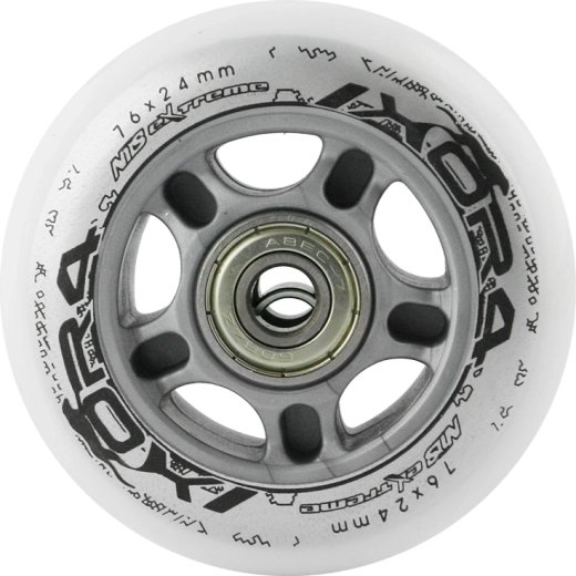 Σετ λευκών PU τροχών 76 × 24 mm με ρουλεμάν ABEC 7 NILS EXTREME