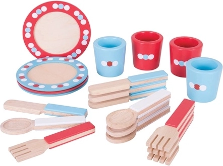 Bigjigs Toys Ξύλινο σετ σερβιρίσματος με πουά