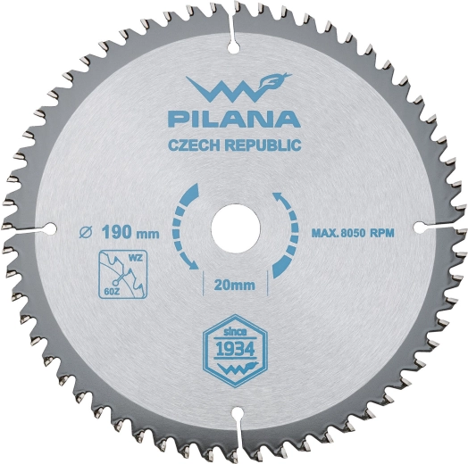 Δίσκος πριονιού PILANA 190 mm, 60 δόντια, SK για ξύλο