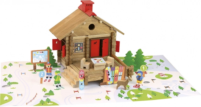 Jeujura ξύλινο κατασκευαστικό σετ χιονοδρομικό κέντρο