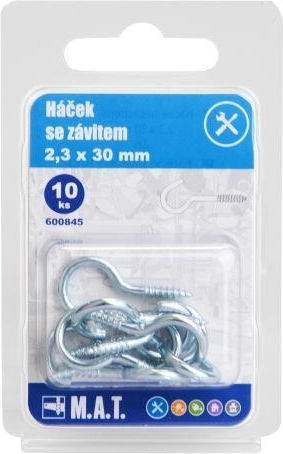 Γάντζος με σπείρωμα 30 × 2,3 mm, γαλβανισμένος (10 τεμ.)