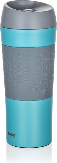 Θερμοκούπα ταξιδιού 400 ml MATTY, ανοξείδωτο ατσάλι & σιλικόνη, μπλε
