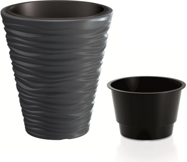 Γλάστρα με ένθετο SAND 38,8 cm ανθρακί