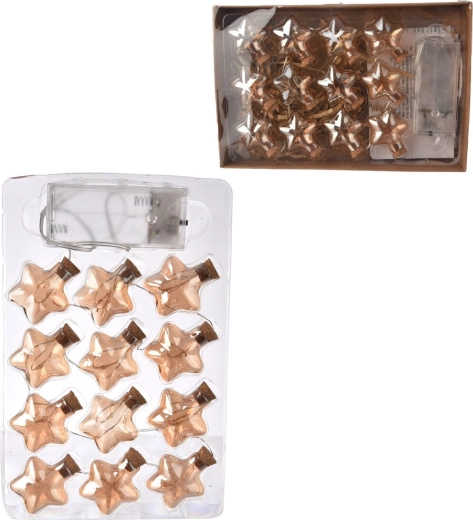 LED φωτεινή γιρλάντα αστέρια – θερμό κίτρινο, 12 LED, 140 cm