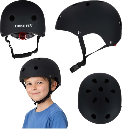 Παιδικό ποδηλατικό κράνος με LED TRIKE FIX, μέγεθος M (55–58 cm), μαύρο