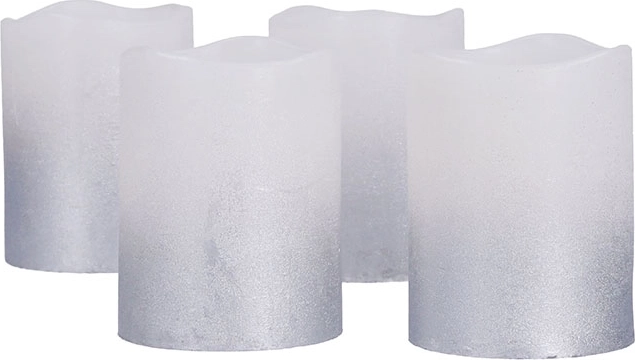 Solight σετ LED κεριών με χρονοδιακόπτη, 4 τεμ., 6,5 cm, ασημί-λευκό