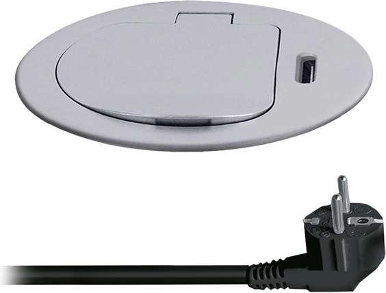 Solight εντοιχιζόμενη πρίζα 1x 230 V + USB-C PD 20 W, 2 m, ασημί