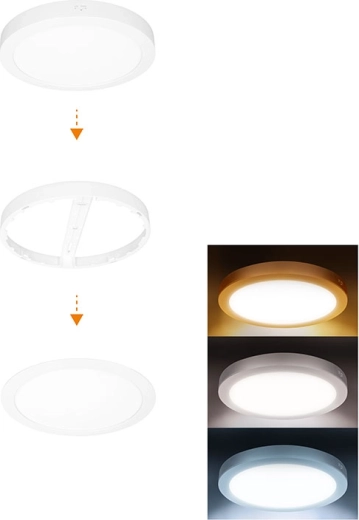 Solight LED μίνι πάνελ μπάνιου 2σε1 3CCT 18 W IP54 λευκό στρογγυλό
