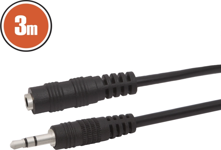 Καλώδιο επέκτασης ήχου Jack 3,5 mm, 3 m, μαύρο
