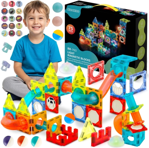 Ricokids μαγνητικό φωσφορίζον σετ κατασκευών – πίστα με μπίλιες XL (70+ τεμάχια)