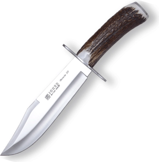 Κυνηγετικό μαχαίρι Joker bowie 20 cm με λαβή από κέρατο ελαφιού και δερμάτινη θήκη