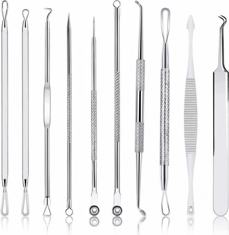 Σετ για την αφαίρεση μαύρων στιγμάτων, φαγεσώρων και ακμής – ανοξείδωτο σετ 10 τεμαχίων