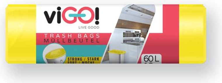 Σακούλες απορριμμάτων LDPE 60 l κίτρινες 60 × 80 cm (10 τεμ.) VIGO