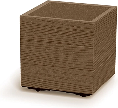 Γλάστρα Madera Square Eco Wood 29 cm – τετράγωνη πλαστική γλάστρα με διακόσμηση ξύλου