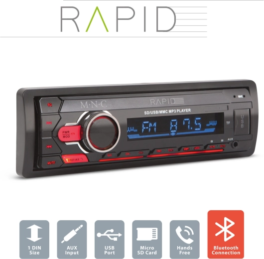 Ραδιόφωνο αυτοκινήτου Rapid 1 DIN με Bluetooth και MP3