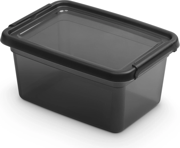 Basestore δοχείο με καπάκι και κλιπ 1,5 l coal