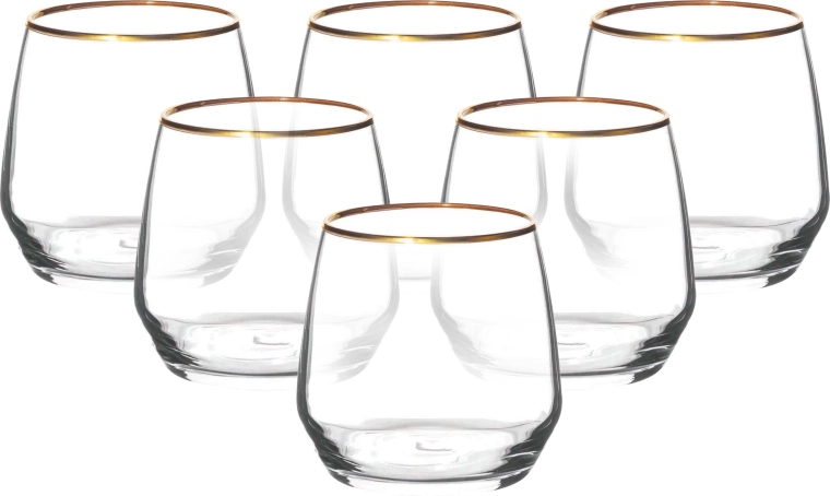 Rubin gold σετ 6 ποτηριών 370 ml με χρυσό χείλος