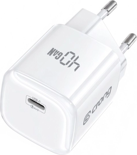 Crong NEO GaN φορτιστής πρίζας USB‑C 40 W PD 3.2 με AVS