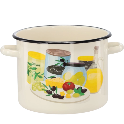 Εμαγιέ κατσαρόλα 5,5 l 22 cm κρεμ με μοτίβο ελιών