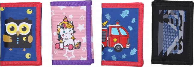 Πορτοφόλι με κλείσιμο velcro 12,5 × 25 cm – μίξη σχεδίων