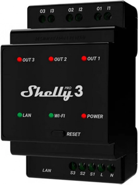 Shelly Pro 3 ρελέ για ράγα DIN