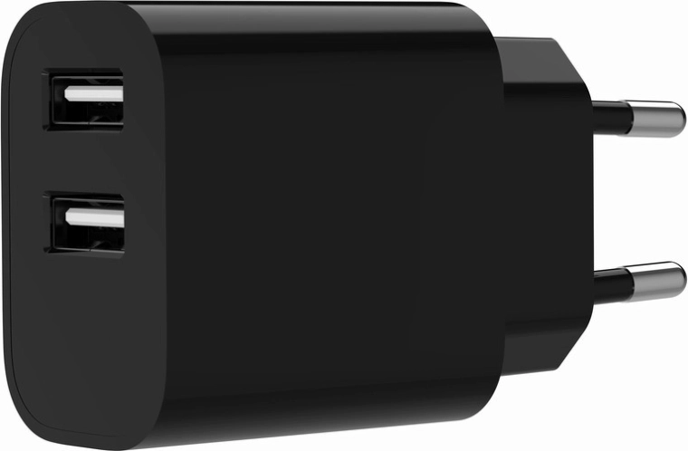Καθολικός διπλοθύριος φορτιστής USB 2.4 A, μαύρος