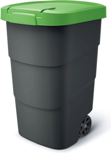 Κάδος κήπου για απορρίμματα με ροδάκια 90 l WHEELER, ανθρακί με πράσινο καπάκι
