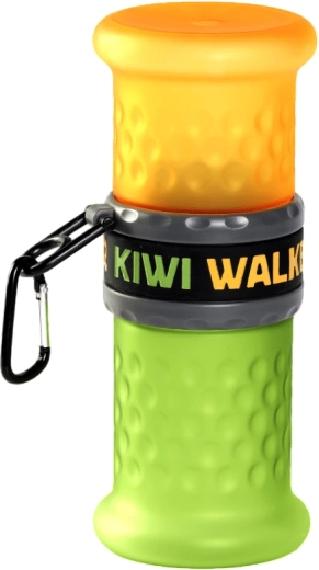 Ταξιδιωτικό μπουκάλι για νερό και τροφή 2σε1 KIWI WALKER, πλαστικό, κίτρινο‑πράσινο