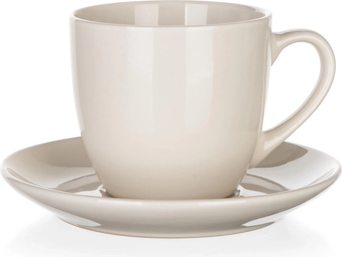 Κεραμικό φλιτζάνι με πιατάκι 250 ml Natural Ivory
