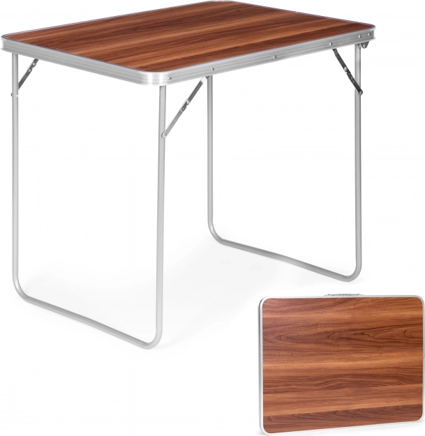 Πτυσσόμενο τραπέζι κάμπινγκ 80 × 60 cm, όψη ξύλου