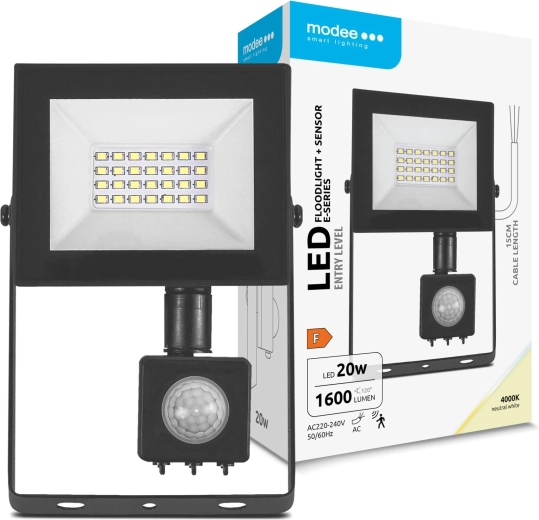 Modee LED προβολέας με αισθητήρα κίνησης 20 W, 1600 lm, 120°, ουδέτερο λευκό 4000 K