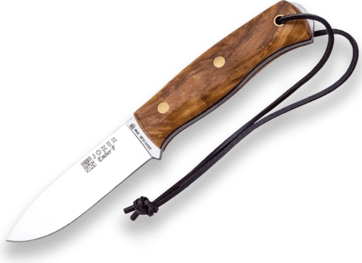 Υπαίθριο μαχαίρι Joker Ember 10,5 cm, ξύλο ελιάς, δερμάτινη θήκη και σπινθηριστής