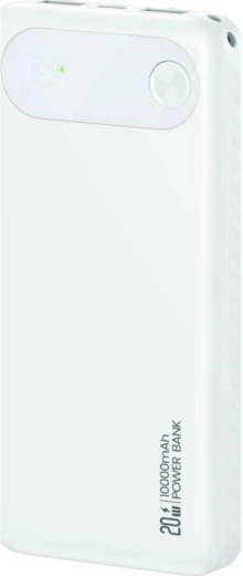 Powerbank USAMS PB80 10000 mAh, 20 W PD, 2×USB‑A + USB‑C, λευκή