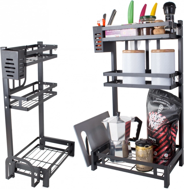 Μεταλλικός τριώροφος οργανωτής κουζίνας