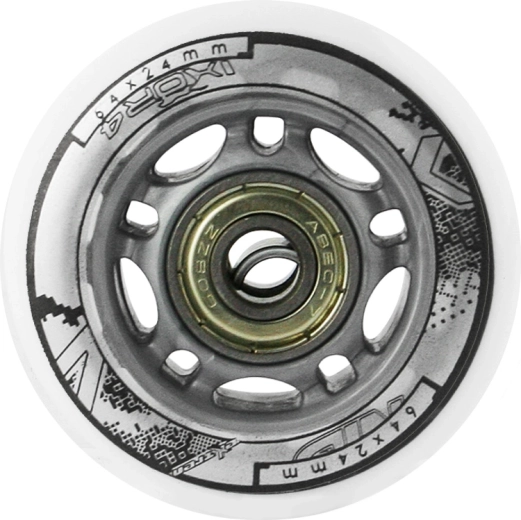 Σετ λευκών τροχών PU 64 × 24 mm με ρουλεμάν ABEC 7 NILS EXTREME