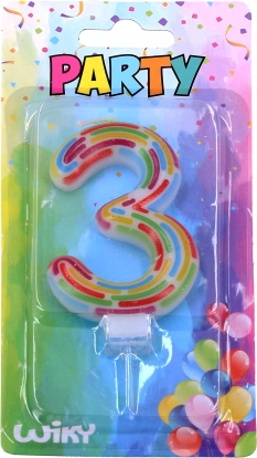 Κεράκι πάρτι αριθμός 3 με ρίγες