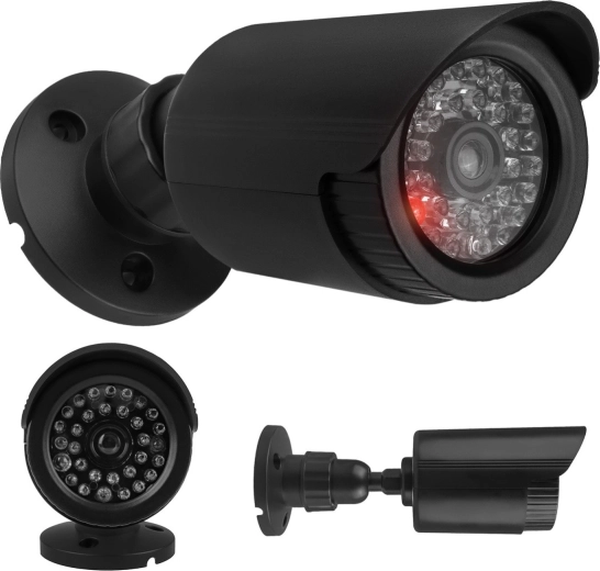 Εικονική εξωτερική κάμερα σωληνωτή με IR LED, μαύρη, τροφοδοσία 2×AA
