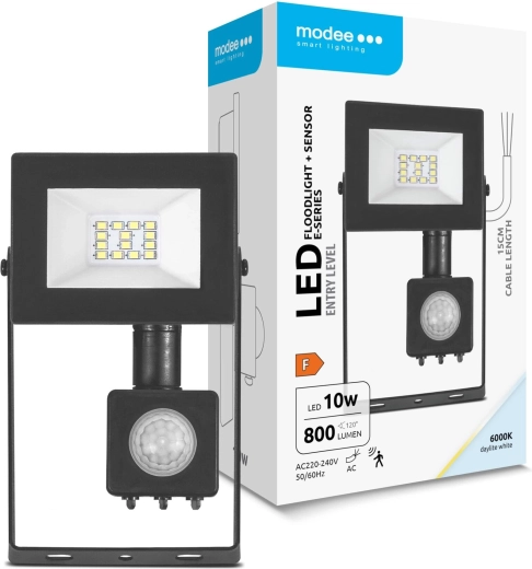 MODEE LED προβολέας σειράς E με αισθητήρα 10 W, 120°, 800 lm, ψυχρό λευκό
