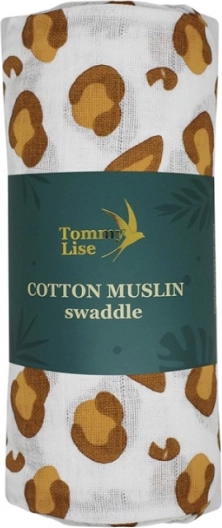 Tommy Lise βαμβακερή μουσελίνα λευκή λεοπάρ 120 × 120 cm