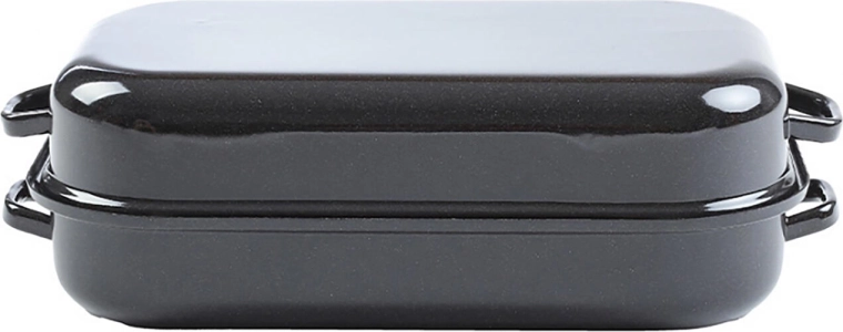 Εμαγιέ ταψί με καπάκι 30 × 17 cm, λεία επιφάνεια, 2 τεμαχίων