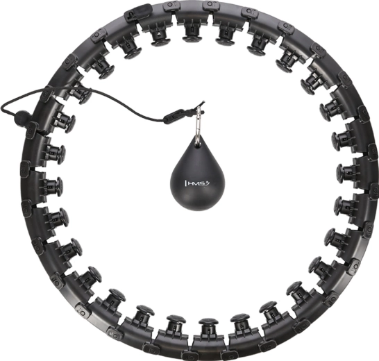 Έξυπνη ζώνη μασάζ (hula hoop) με βάρος για αδυνάτισμα μέσης, ρυθμιζόμενη, μαύρη