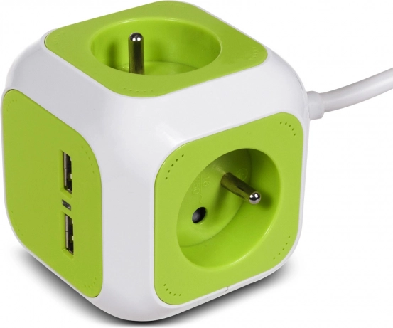 Κυβική πολύπριζο επέκτασης με 4x schuko και 2x USB, 1,4 m GREENBLUE Magic Cube